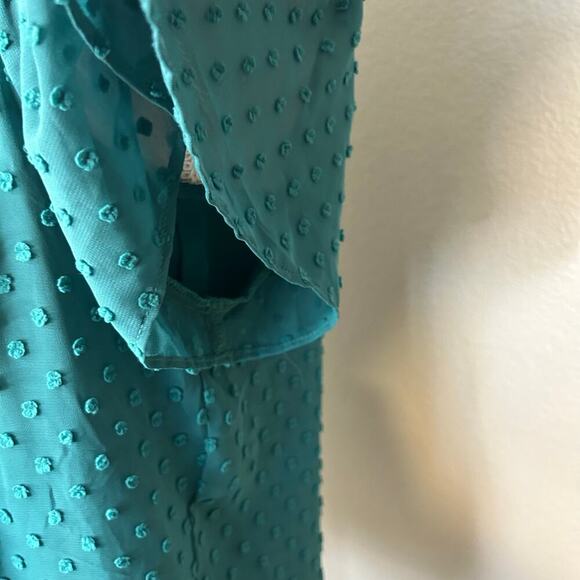 J.Crew green short sleeve blouse with inner removable tank ruffle collar size S - Picture 3 of 14